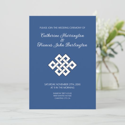 Invitation Cérémonie de mariage bouddhiste Nœud sans fin du b (Debout devant)