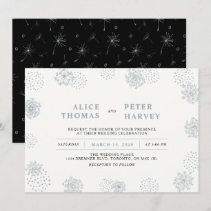 Invitation Cérémonie de mariage chic moderne   Argent & Noir