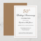 Invitation Cérémonie de mariage de 50 ans en or chic noir (Devant / Derrière)