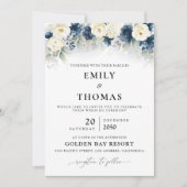 Invitation Cérémonie de Mariage des Roses Bleues et Blancs de (Devant)