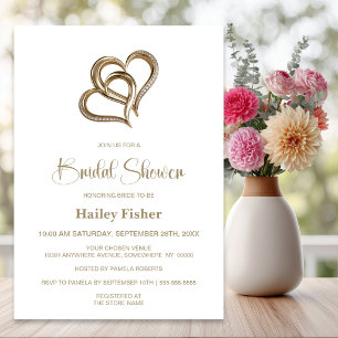 Invitation Cérémonie de mariage élégante avec cœurs et diaman