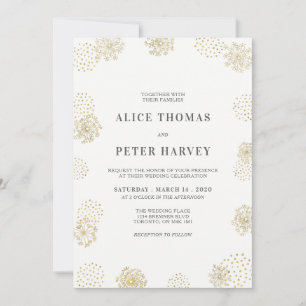Invitation Cérémonie de mariage moderne chic Or et blanc