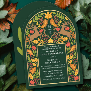 Invitation Ceremonie de mariage sous une arche de cerfs dans