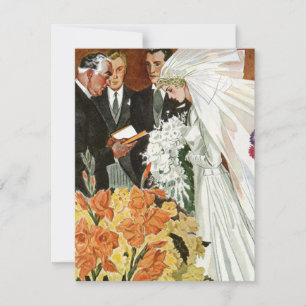 Invitation Cérémonie de mariage vintage avec mariée et marié