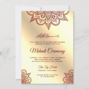 Invitation Cérémonie de Mehndi islamique musulmane de couleur
