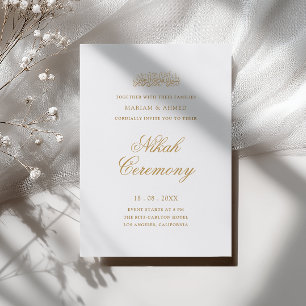 Invitation Cérémonie de Nikah à l'écriture dorée simple et mo