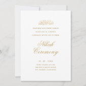 Invitation Cérémonie de Nikah à l'écriture dorée simple et mo (Devant)