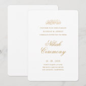 Invitation Cérémonie de Nikah à l'écriture dorée simple et mo (Devant / Derrière)