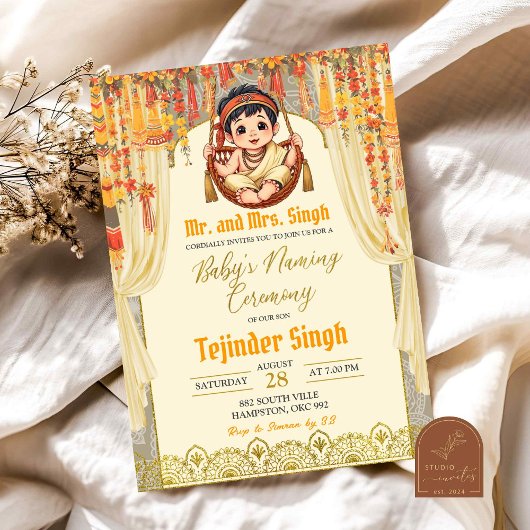 Invitation Cérémonie de nomination de bébé garçon indien