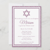Invitation Cérémonie de Noms de Bébé Juif Violet Simchat Bat (Devant)