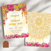 Invitation Cérémonie de nuit Floral Mehndi Mariage indien