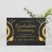 Invitation Cérémonie de remise de diplômes en noir et or (Debout devant)