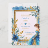 Invitation Cérémonie de remise de robe de Quinceanera d'or tu (Devant)