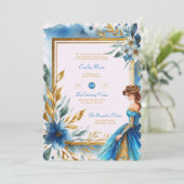 Invitation Cérémonie de remise de robe de Quinceanera d'or tu (Debout devant)