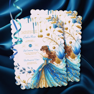 Invitation Cérémonie de remise de robe de Quinceanera d'or tu
