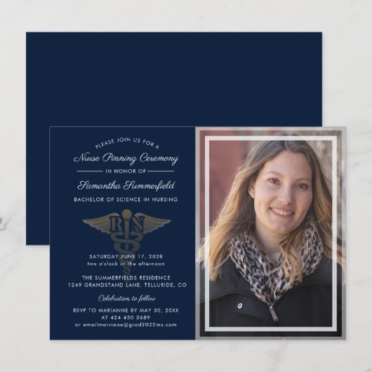 Invitation Cérémonie de remise des diplômes de l'infirmière P (Devant / Derrière)