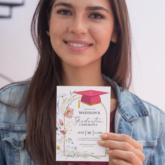 Invitation Cérémonie de remise des diplômes Fleurs sauvages P