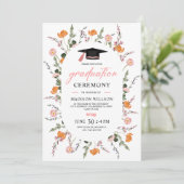 Invitation Cérémonie de remise des diplômes Fleurs sauvages r (Debout devant)