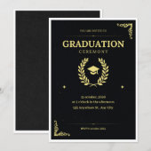 Invitation Cérémonie de remise des diplômes Noir et Or Invita (Devant / Derrière)