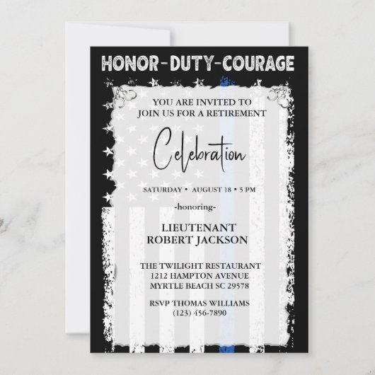 Invitation Cérémonie de retraite d'un agent de police Cérémon (Devant)