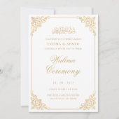 Invitation Cérémonie de Walima en écriture stylée dorée rococ (Devant)