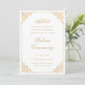 Invitation Cérémonie de Walima en écriture stylée dorée rococ (Debout devant)