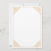 Invitation Cérémonie de Walima en écriture stylée dorée rococ (Dos)