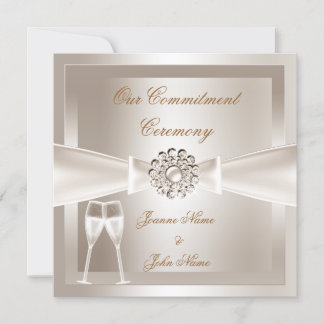 Invitation Cérémonie d'engagement Damassé Crème Blanc Champag