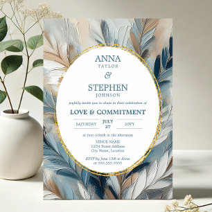 Invitation Cérémonie d'engagement de l'élégance bleue contemp