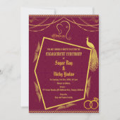 Invitation Cérémonie d'engagement hindou indien avec éléments (Devant)