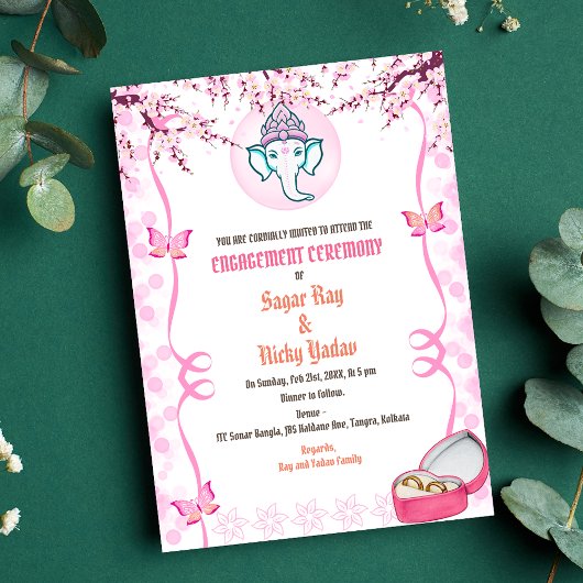 Invitation Cérémonie d'engagement hindou indienne