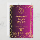 Invitation Cérémonie d'engagement hindou indienne rose et or (Devant)