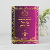 Invitation Cérémonie d'engagement hindou indienne rose et or (Debout devant)