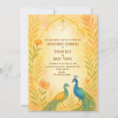 Invitation Cérémonie d'engagement hindoue indienne florale de (Devant)