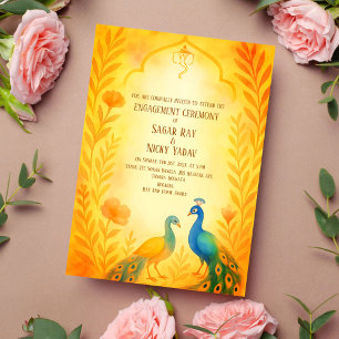 Invitation Cérémonie d'engagement hindoue indienne florale de