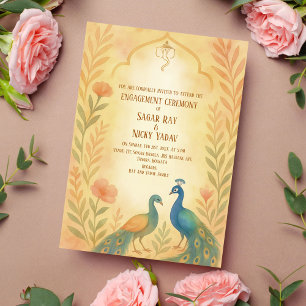 Invitation Cérémonie d'engagement hindoue indienne florale de