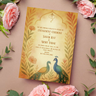 Invitation Cérémonie d'engagement hindoue indienne florale de