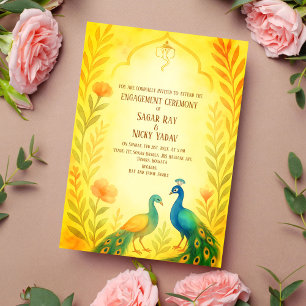 Invitation Cérémonie d'engagement hindoue indienne florale de