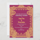 Invitation Cérémonie d'engagement indienne Dessin Intriqué Ro (Devant)