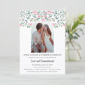 Invitation Cérémonie d'engagement photo de la branche florale (Debout devant)