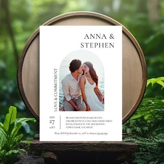 Invitation Cérémonie d'engagement photo simple élégance