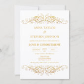 Invitation Cérémonie d'engagement vintage Gold Flourish (Devant)