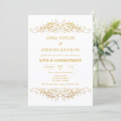Invitation Cérémonie d'engagement vintage Gold Flourish (Debout devant)