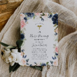 Invitation cérémonie d'épinglage de la marine et de l'infirmi<br><div class="desc">Ce design présente un design floral bleu marine et rose-bleu avec des couleurs et du texte modifiables. Vous pouvez personnaliser le texte et les couleurs.</div>