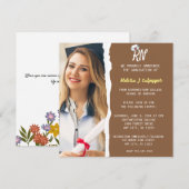 Invitation Cérémonie d'épinglage d'infirmière en photo marron (Devant / Derrière)