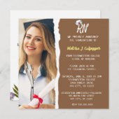 Invitation Cérémonie d'épinglage infirmière photo marron clai (Devant / Derrière)