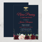 Invitation Cérémonie d'épinglement fleurie de la marine moder (Devant / Derrière)