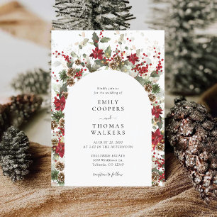 Invitation Cérémonie des Mariages de Noël Red Poinsettia