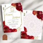 Invitation Cérémonie des Mariages indiens floraux de Roses ro