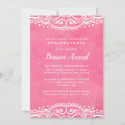 Invitation Cérémonie des Roses Annaprashana (Devant)